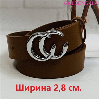 Ремень женский из мягкой экокожи 110 см коричневый Р15