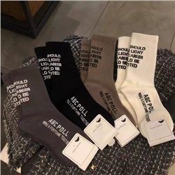 Tide, demi-season heel sticker, trend knee socks, increased thickness, English, mid-length, internet celebrity