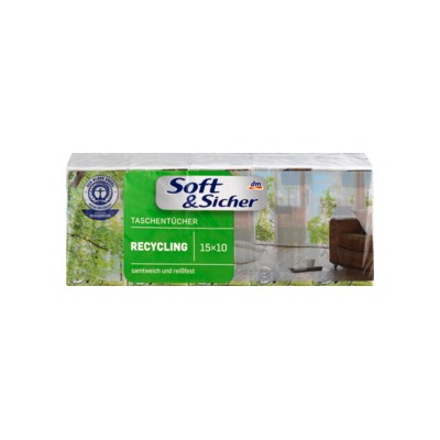 Soft&Sicher Носовой платок перерабатываемый 15x10 stück, 15 шт