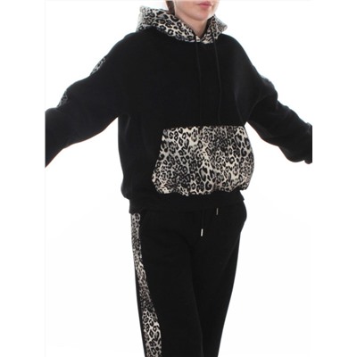 008 BLACK/LEOPARD Костюм спортивный зимний женский (95% хлопок, 5% полиэстер)