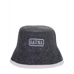 Шапка банная "Панама" с вышивкой, войлок серый
