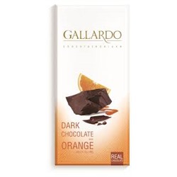 Шоколад Gallardo 80гр горький с начинкой со вкусом апельсина