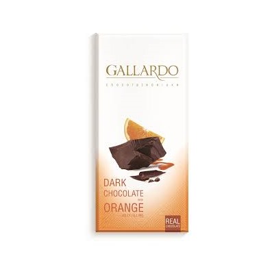 Шоколад Gallardo 80гр горький с начинкой со вкусом апельсина