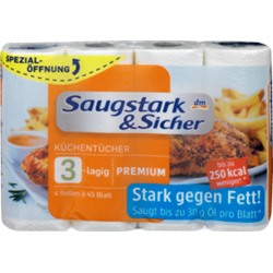 Saugstark&Sicher Кухонное полотенцае Premium 3-lagig, 4x45 Blatt, 180 листов
