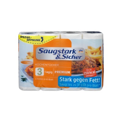 Saugstark&Sicher Кухонное полотенцае Premium 3-lagig, 4x45 Blatt, 180 листов