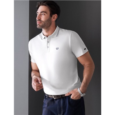 Футболка поло с плетеным воротником на пуговицах из эластичного хлопка