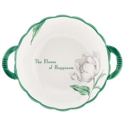 "Зе Флауэр оф Хепинис (The Flower of Happiness)" Салатник фарфоровый 1л, 23,7х19х7см, фигурный, с ручками, с деколью, отводка (Китай)