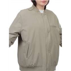 H24-608 GRAY/GREEN Куртка бомбер демисезонная женская (100 гр. синтепон)