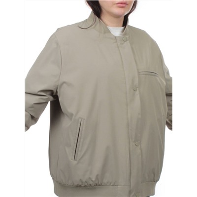 H24-608 GRAY/GREEN Куртка бомбер демисезонная женская (100 гр. синтепон)