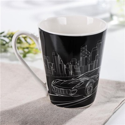 Кружка Доляна «Машина», 310 мл, фарфор, чёрная