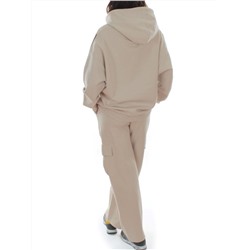 3156/3157 BEIGE/BROWN Костюм спортивный женский (95% хлопок, 5% эластан)