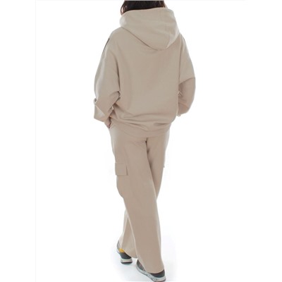 3156/3157 BEIGE/BROWN Костюм спортивный женский (95% хлопок, 5% эластан)