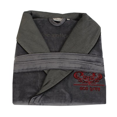 Халат Велюровый Мужской (L) Lyra Antrasit  Bay Large Bornoz- EcoCotton