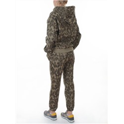 869-3 GREEN/LEOPARD Костюм спортивный зимний женский (95% хлопок, 5% полиэстер)