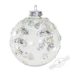 Шар "Серебряные листья" (стекло прозрачное) 8 см