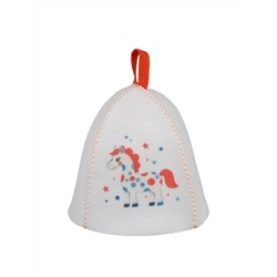 Шапка банная с принтом "Лошадка со звёздочками", войлок белый синтетический