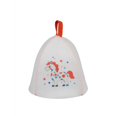 Шапка банная с принтом "Лошадка со звёздочками", войлок белый синтетический