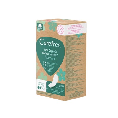 Carefree  Slipeinlagen Organic Cotton Normal 30 St, Карефри Ежедневные прокладки из органического хлопка Normal 30шт, 5 упаковок (150 штук)
