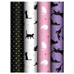 Бумага упаковочная 70*100см MESHU "Grace cats" 80г/м2 ассорти 4диз MS_62816/Россия