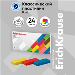 Пластилин 24 цвета, 384 г, ErichKrause "Классический", в картонной упаковке