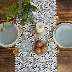 Дорожка на стол Этель Leaves 40×149см, 100% хлопок, саржа 190 г/м², белая/чёрная