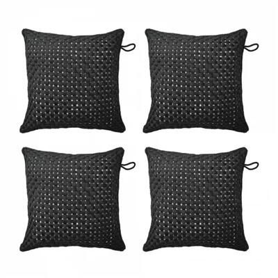 Набор черных чехлов для подушек (4 шт), TOFTO Cushion Cover Black Outdoor/Indoor Set, произв. IKEA