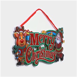Новогоднее светящиеся украшение настенное «Merry Christmas», подвеска, 17,5х40 см