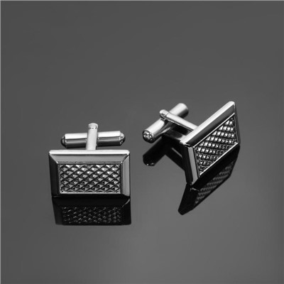 Запонки «Прямоугольник» с точечным нанесением, цвет серебро