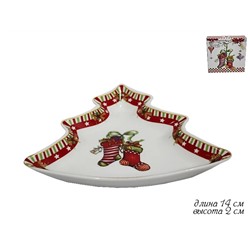 105-130 Блюдо елка НОВЫЙ ГОД в под.уп.(х48)Фарфор