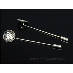 Основа для броши, бутоньерки 18*85мм, цв.серебристый