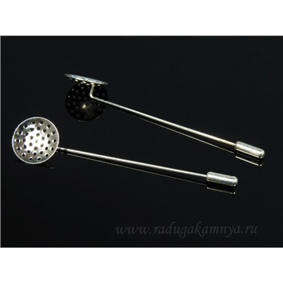 Основа для броши, бутоньерки 18*85мм, цв.серебристый