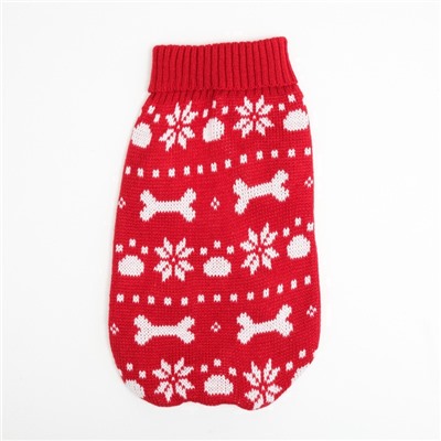 Свитер «Косточки-снежинки», размер 10 (ДС 23-26, ОГ 28-35, ОШ 18-22 см), красный