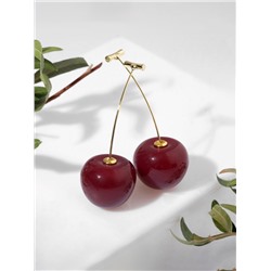 Серьги пластик «Ягодка» черешня, цвет бордовый в золоте