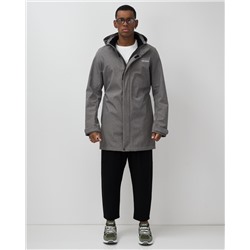 Парка спортивная мужская с капюшоном softshell серого цвета 9565Sr