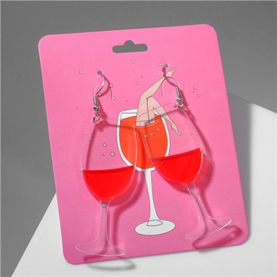 Серьги акриловые «Вино» бокалы, цвет красный