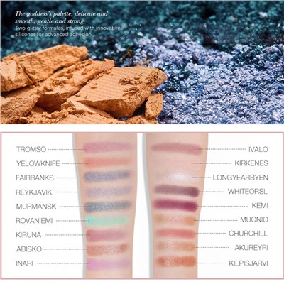 Тени для век O.TWO.O Aurora Borealis матовые 18 цветов 18 g