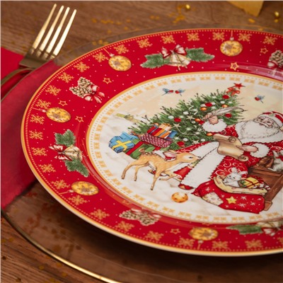 ТАРЕЛКА ОБЕДЕННАЯ LEFARD  "ДЕД МОРОЗ" 27 СМ КРАСНАЯ (КОР=18ШТ.)