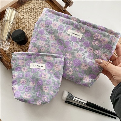 Fresh cosmetic bag, cloth, handheld travel bag, underwear, liner, flowered