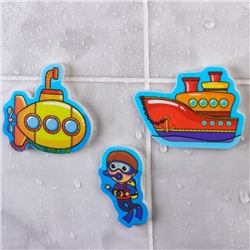 Набор для игры в ванне «Рыбалка: Морской транспорт», сачок, мягкий пазл