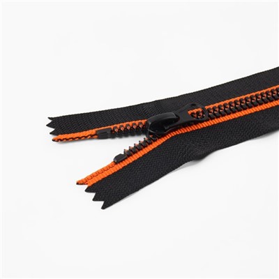 Молния «Трактор», №5, неразъёмная, замок автомат, 18 см, чёрная, оранжевая