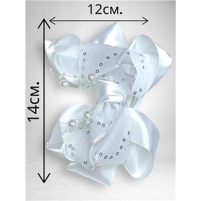 Бантик на эластичной резинке белый 6 шт Арт 200/12