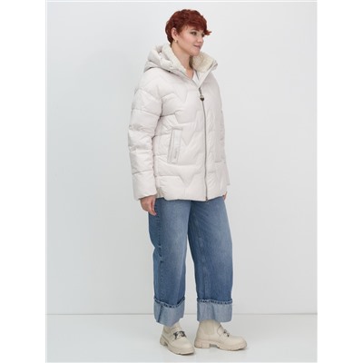 Куртка зимняя женская из овчина стильная и модная бежевого цвета 7309B