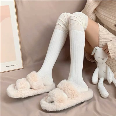 High -grade gray long tube overweed socks with boots with boots, niche lazy style solid color pile socks, net red cotton jk socks