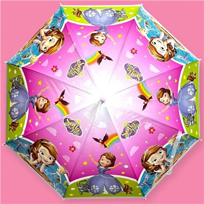 Зонт-трость для девочки с мультгероями полуавтомат Арт 001/6