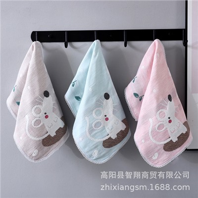 Snowy children's scarf cotton jet series kitten gauze children's towel children wipe face towel pad scarf factory price wholesale