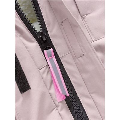 Парка зимняя подростковая для девочки с капюшоном и мехом розового цвета 9532R