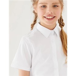 Girls' 5pk Regular Fit Easy to Iron School Shirts (2-18 Yrs)