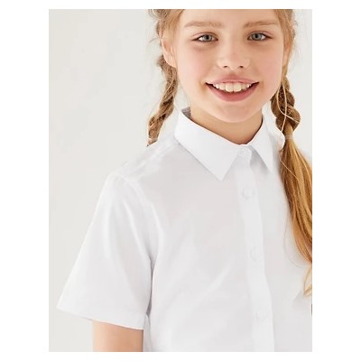 Girls' 5pk Regular Fit Easy to Iron School Shirts (2-18 Yrs)