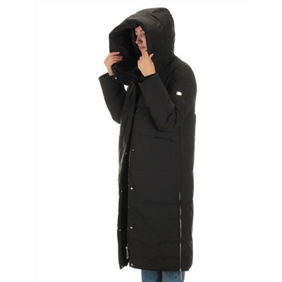 22373 BLACK Пальто зимнее женское облегченное (150 гр. холлофайбера)