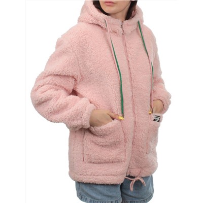 1006 PINK Куртка плюшевая демисезонная (65% хлопок, 35% полиэстер) оверсайз 44-54
